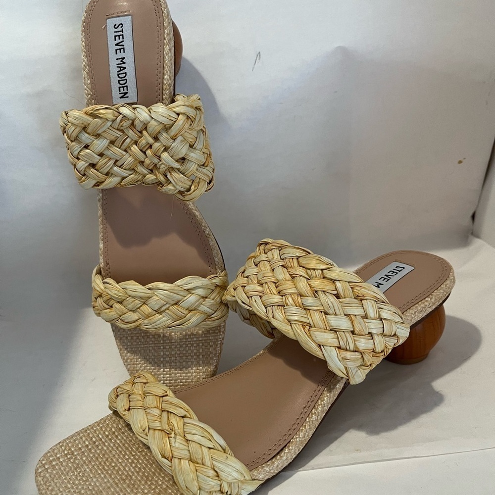 Steve Madden Cream Woven Sandals - Picture 2 of 8